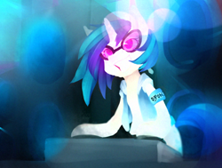 Size: 1500x1132 | Tagged: safe, artist:comico-sam, imported from derpibooru, dj pon-3, vinyl scratch, female, solo, turntable