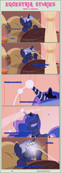 Size: 1024x2893 | Tagged: safe, artist:estories, imported from derpibooru, princess luna, oc, oc:silverlay, comic:seeds of darkness, comic, dream, sleeping, umbra pony