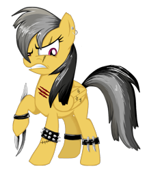 Size: 897x1027 | Tagged: safe, artist:blazelimit, artist:mookage, imported from derpibooru, daring do, edgy, female, solo, weapon