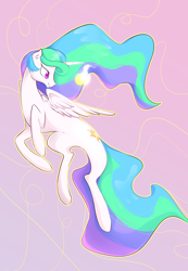 Size: 1858x2679 | Tagged: safe, artist:glacierclear, imported from derpibooru, princess celestia, female, flying, magic, smiling, solo