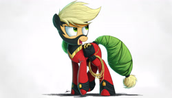 Size: 3500x2000 | Tagged: safe, artist:ncmares, imported from derpibooru, applejack, mistress marevelous, power ponies (episode), clothes, costume, female, lasso, mask, open mouth, power ponies, raised hoof, solo