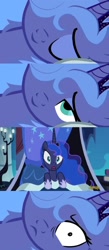 Size: 798x1828 | Tagged: safe, imported from derpibooru, princess luna, pony, do princesses dream of magic sheep, bed meme, exploitable meme, meme, memeception, morning after, s1 luna, self ponidox, waking up