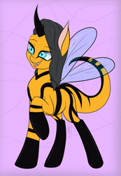 Size: 1279x1843 | Tagged: safe, artist:rubi, imported from derpibooru, oc, oc only, oc:hazel honeybush, bug pony, monster pony, original species, pony, wasp, wasp pony, monster mare, solo, species swap