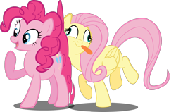 Size: 1990x1268 | Tagged: safe, artist:spellboundcanvas, imported from derpibooru, fluttershy, pinkie pie, derp, tail, tongue out