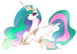 Size: 1278x899 | Tagged: dead source, safe, artist:akivia-jones-404, imported from derpibooru, princess celestia, alicorn, pony, beautiful, cute, cutelestia, female, happy, looking at you, mare, prone, simple background, smiling, solo, white background