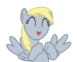 Size: 4000x3211 | Tagged: safe, artist:ivacatherianoid, imported from derpibooru, derpy hooves, pegasus, pony, slice of life (episode), ^^, clapping, cute, derpabetes, eyes closed, female, mare, open mouth, simple background, smiling, solo, transparent background, vector