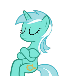 Size: 4000x4385 | Tagged: safe, artist:ivacatherianoid, imported from derpibooru, lyra heartstrings, pony, unicorn, season 5, slice of life (episode), crossed arms, crossed hooves, eyes closed, female, incorrect leg anatomy, simple background, sitting, sitting lyra, solo, transparent background, vector