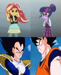 Size: 472x582 | Tagged: safe, imported from derpibooru, sci-twi, sunset shimmer, twilight sparkle, equestria girls, friendship games, dragon ball, dragon ball z, goku, meme, son goku, vegeta