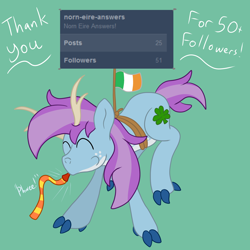 Size: 3000x3000 | Tagged: safe, artist:bigmackintosh, imported from derpibooru, oc, oc only, oc:norn eire, deer, followers, nation ponies, northern ireland, ponified, thank you, tumblr