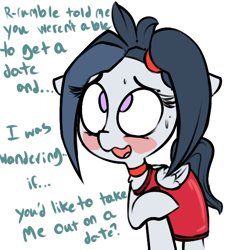 Size: 600x600 | Tagged: safe, artist:whydomenhavenipples, imported from derpibooru, rumble, pegasus, pony, blushing, choker, clothes, colt, crossdressing, dress, implied incest, implied shipping, implied thunderlane, male, rumblelane, solo, trap