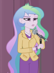 Size: 695x935 | Tagged: safe, imported from derpibooru, screencap, princess celestia, equestria girls, friendship games, celestia is not amused, female, principal celestia, solo, unamused