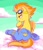 Size: 598x700 | Tagged: dead source, safe, artist:semi-kon, imported from derpibooru, spitfire, pegasus, pony, clothes, cloud, female, goggles, mare, on a cloud, open mouth, pensive, sitting, sky, solo, stupid sexy spitfire, sweat, undressing, wonderbolts uniform
