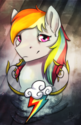 Size: 971x1500 | Tagged: safe, artist:blindcoyote, imported from derpibooru, rainbow dash, cutie mark, female, portrait, solo