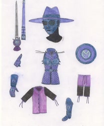 Size: 765x926 | Tagged: safe, artist:tod309, imported from derpibooru, mare do well, human, armor, description at source, humanized, shield, sword, traditional art