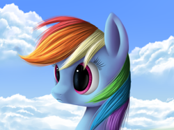 Size: 1600x1200 | Tagged: safe, artist:luminousdazzle, imported from derpibooru, rainbow dash, pegasus, pony, cute, dashabetes, female, portrait, sky, solo