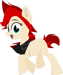 Size: 846x1000 | Tagged: safe, artist:zvn, imported from derpibooru, oc, oc only, oc:red pone (8chan), earth pony, pony, /pone/, 8chan, blank flank, clothes, female, infinity, mare, scarf, simple background, smiling, solo, transparent background, trotting