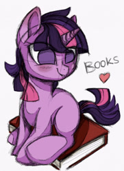 Size: 926x1280 | Tagged: safe, artist:yellowrobin, imported from derpibooru, twilight sparkle, book, bookhorse, female, solo, that pony sure does love books