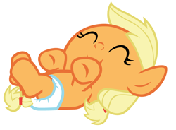 Size: 3400x2500 | Tagged: safe, artist:beavernator, imported from derpibooru, applejack, earth pony, pony, ^^, baby, baby pony, babyjack, cute, diaper, eyes closed, female, filly, foal, jackabetes, solo, weapons-grade cute