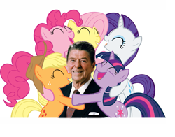 Size: 777x610 | Tagged: safe, imported from derpibooru, applejack, fluttershy, pinkie pie, rarity, twilight sparkle, human, american presidents, conservative, irl, irl human, photo, politics, president, reagan gets all the mares, republican, ronald reagan, united states