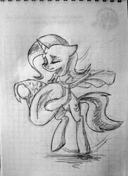 Size: 930x1280 | Tagged: safe, artist:sigmanas, imported from derpibooru, trixie, pony, bipedal, dancing, female, graph paper, solo, traditional art, щщоки