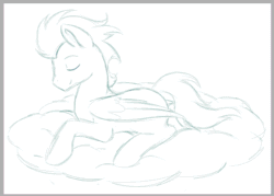 Size: 718x514 | Tagged: safe, artist:raininess, imported from derpibooru, soarin', animated, art progress, cloud, cloudy, digital drawing, eyes closed, male, old cutie mark, prone, sleeping, slideshow, solo