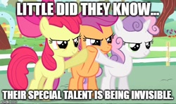 Size: 568x335 | Tagged: safe, imported from derpibooru, screencap, apple bloom, scootaloo, sweetie belle, cutie mark crusaders, meme