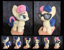 Size: 3041x2377 | Tagged: safe, artist:fireflytwinkletoes, imported from derpibooru, bon bon, sweetie drops, glasses, irl, photo, plushie, secret agent sweetie drops, solo