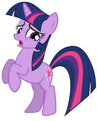 Size: 3457x4328 | Tagged: artist needed, safe, artist:kwark85, imported from derpibooru, twilight sparkle, unicorn, bipedal, female, looking down, rearing, simple background, solo, standing on two hooves, stepping on something, transparent background, unicorn twilight, vector, worried