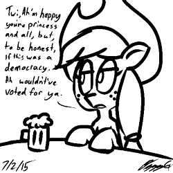 Size: 512x512 | Tagged: safe, artist:helloozzyg, artist:ozzyg, imported from derpibooru, applejack, earth pony, pony, accent, alcohol, cider, element of honesty, female, grayscale, implied twilight sparkle, mare, monochrome, mug, solo, style emulation