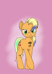 Size: 1109x1578 | Tagged: safe, artist:trickydick, imported from derpibooru, applejack, alternate hairstyle, female, solo, suicide girls, tattoo