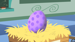 Size: 1280x720 | Tagged: safe, imported from derpibooru, screencap, spike, the cutie mark chronicles, dragon egg, egg, hay, no pony, spike's egg