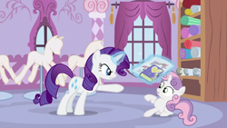 Size: 994x559 | Tagged: safe, imported from derpibooru, screencap, rarity, sweetie belle, ponyville confidential, diary, newspaper