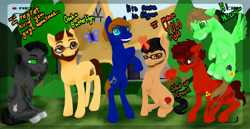 Size: 1024x528 | Tagged: safe, artist:lightningarora, imported from derpibooru, oc, oc only, ask mlp achievement hunter crew, achievement hunter, ask, camcorder, gavin free, geoff ramsey, jack pattillo, lp, male, michael jones, ray narvaez jr, recording, rooster teeth, ryan haywood, tumblr, video game