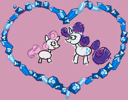 Size: 900x710 | Tagged: safe, imported from derpibooru, rarity, sweetie belle, heart, jewels