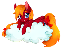 Size: 1500x1205 | Tagged: safe, artist:jumblehorse, deleted from derpibooru, imported from derpibooru, oc, oc only, oc:lazy bows, pegasus, pony, cloud, simple background, solo, transparent background