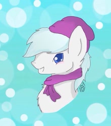 Size: 845x960 | Tagged: safe, artist:serenity, imported from derpibooru, double diamond, 15 minute art challenge, beanie, blushing, chest fluff, clothes, cute, hat, looking at you, male, portrait, scarf, solo