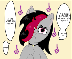 Size: 771x630 | Tagged: safe, artist:lazerblues, imported from derpibooru, oc, oc only, oc:miss eri, /mlp/, black and red mane, emo, solo, tomoko kuroki, two toned mane, watamote