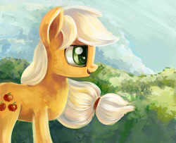 Size: 600x487 | Tagged: safe, artist:maytee, imported from derpibooru, applejack, female, missing accessory, solo, windswept mane