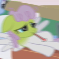 Size: 226x226 | Tagged: safe, imported from derpibooru, screencap, nurse tenderheart, wishful thinking (character), wishful thinking (g4), applebuck season, blurry, op i can't see shit, sick