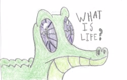 Size: 2763x1749 | Tagged: safe, artist:barryfrommars, imported from derpibooru, gummy, alligator, reptile, slice of life (episode), gummy the deep thinker, pencil drawing, traditional art