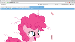 Size: 1366x768 | Tagged: safe, artist:hawk9mm, imported from derpibooru, pinkie pie, filly, fluffy mane, lol, mane, pink, simple background, vector, white background, window.funfunfun()