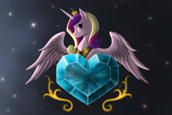 Size: 3000x2016 | Tagged: safe, artist:anadukune, imported from derpibooru, princess cadance, crystal heart, female, solo, spread wings