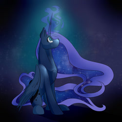 Size: 1024x1024 | Tagged: safe, artist:aurorasky, imported from derpibooru, princess luna, female, magic, sitting, solo