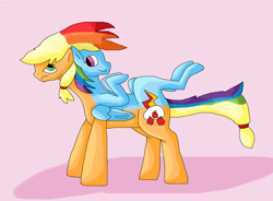 Size: 1754x1288 | Tagged: safe, artist:mojo1985, imported from derpibooru, applejack, rainbow dash, conjoined, fusion, wat, we have become one, what has magic done