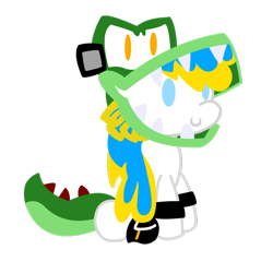 Size: 1024x1070 | Tagged: safe, artist:raimbowdashi, artist:raimbownyan, imported from derpibooru, oc, clothes, cosplay, costume, crossover, simple background, sitting, sonic the hedgehog (series), transparent background, vector the crocodile