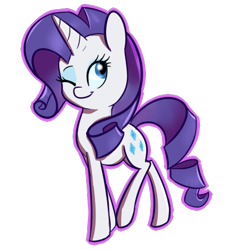 Size: 400x430 | Tagged: safe, artist:vividvulpine, imported from derpibooru, rarity, pony, unicorn, female, mare, one eye closed, solo, wink