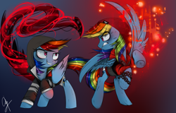 Size: 1229x787 | Tagged: safe, artist:supermare, imported from derpibooru, rainbow dash, pegasus, pony, [prototype 2], [prototype], alex mercer, beanie, clothes, crossover, delsin rowe, hat, hoodie, infamous, infamous second son, parody