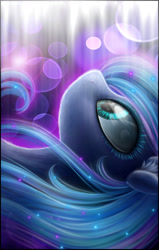 Size: 1407x2216 | Tagged: safe, artist:magnaluna, imported from derpibooru, princess luna, abstract background, bust, ethereal mane, female, fluffy, mare, solo, starry mane