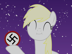 Size: 2560x1920 | Tagged: safe, artist:accu, edit, imported from derpibooru, oc, oc only, oc:aryanne, earth pony, pony, ball, bite mark, eyes closed, female, holding, nazi, orson welles, snow, snow globe, snowfall, solo, swastika, vector