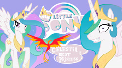 Size: 1920x1080 | Tagged: safe, artist:janswer, edit, imported from derpibooru, philomena, princess celestia, alicorn, phoenix, pony, best pony logo, best princess, crown, emblem, female, grin, logo, logo edit, looking at you, mare, raised hoof, smiling, solo, spread wings, vector, wallpaper, wide eyes